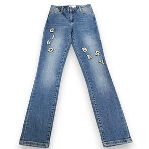 PAIGE Ciao Baby Embellished Straight Leg Jeans Size 24 (27.5” Inseam)